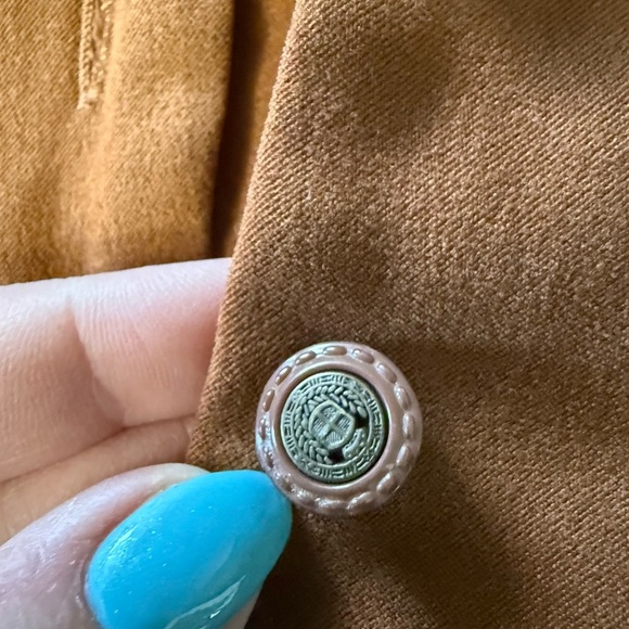 Vintage Karin Stevens Faux Suede Fitted Suit Jacket Brown Size 14 - Picture 7 of 8